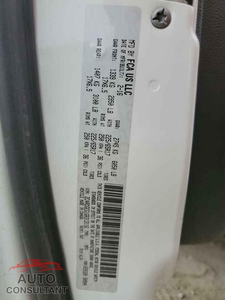 DODGE CARAVAN 2016 - 2C4RDGEG1GR313116