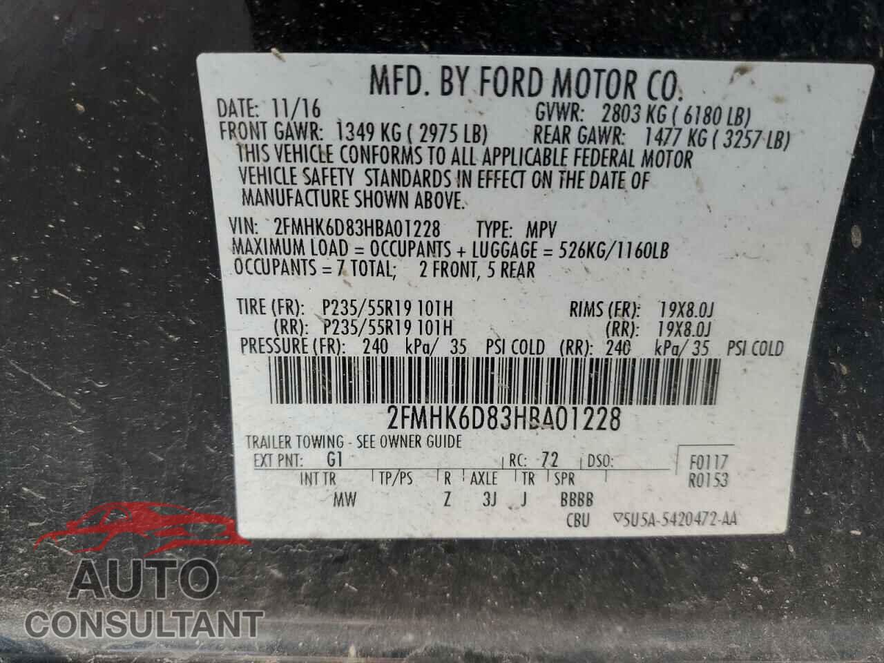 FORD FLEX 2017 - 2FMHK6D83HBA01228