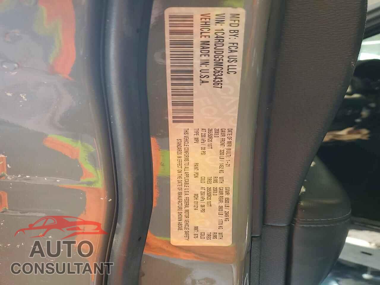 DODGE DURANGO 2021 - 1C4RDJDG5MC634367
