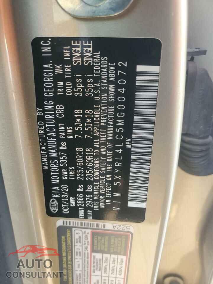 KIA SORENTO 2021 - 5XYRL4LC5MG004072