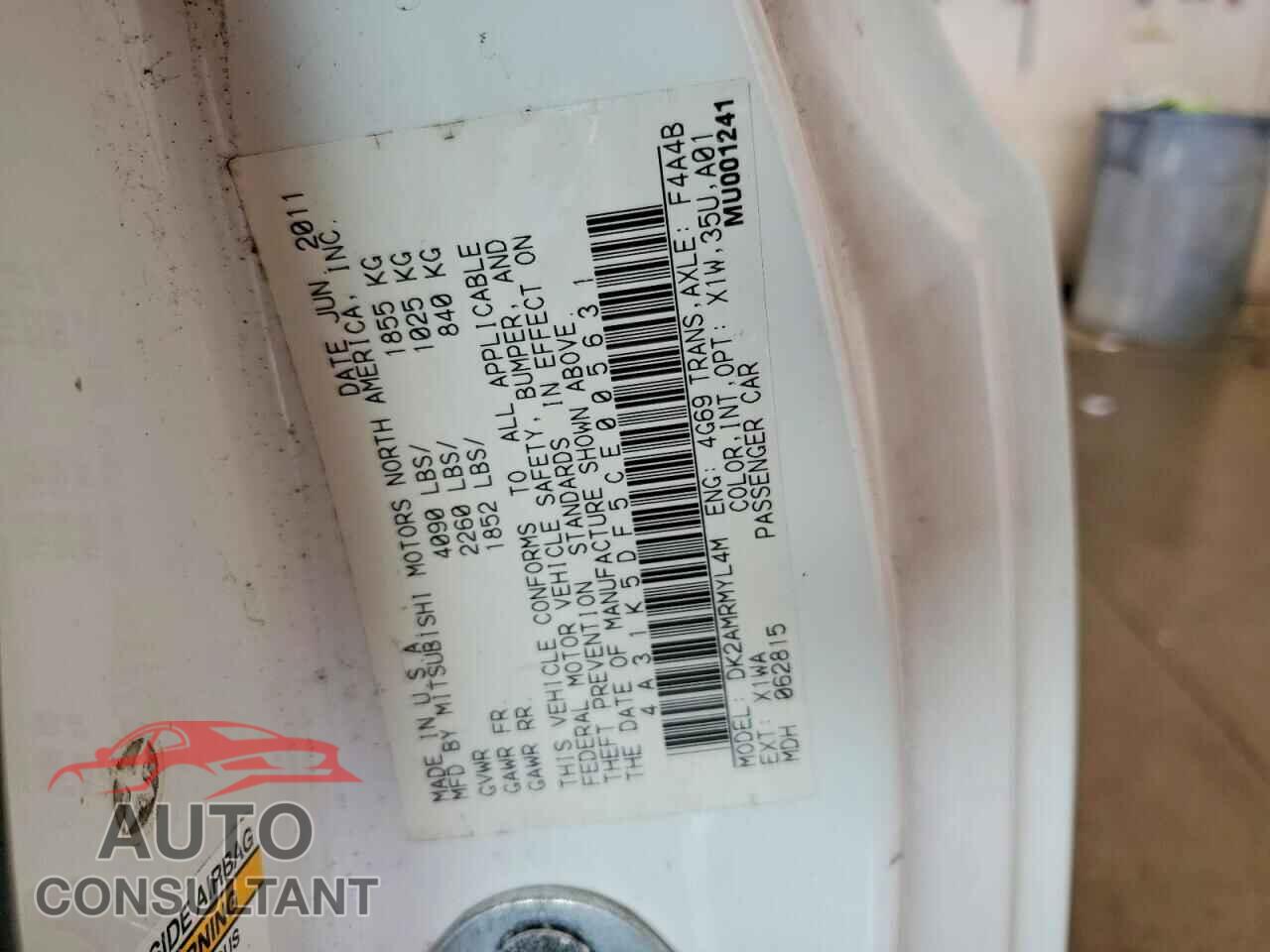 MITSUBISHI ECLIPSE 2012 - 4A31K5DF5CE005631