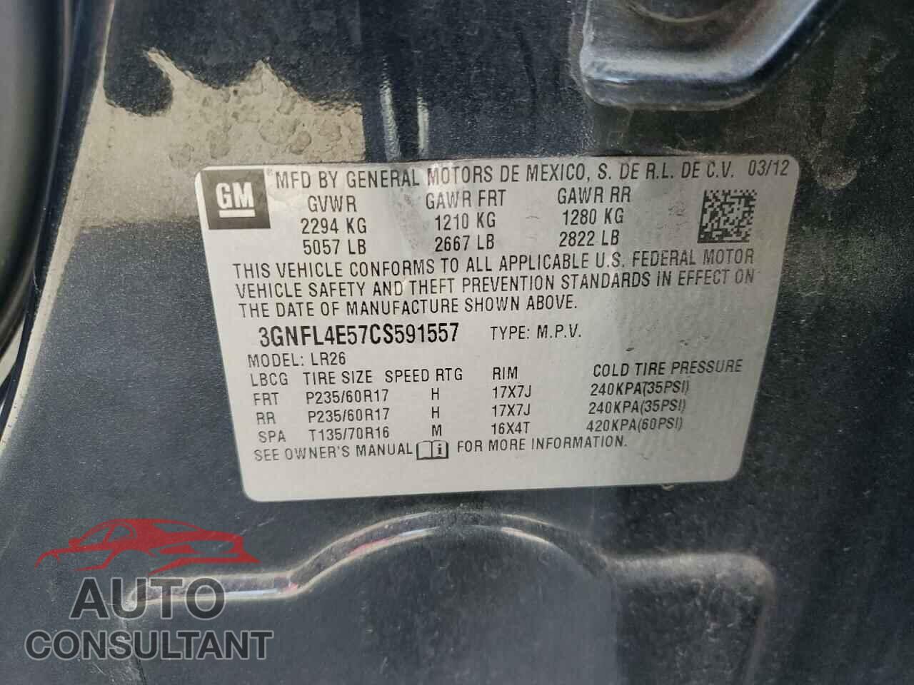 CHEVROLET CAPTIVA 2012 - 3GNFL4E57CS591557