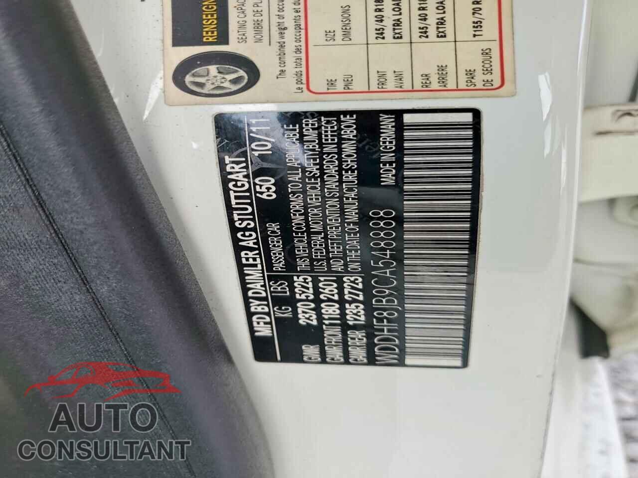 MERCEDES-BENZ E-CLASS 2012 - WDDHF8JB9CA548888