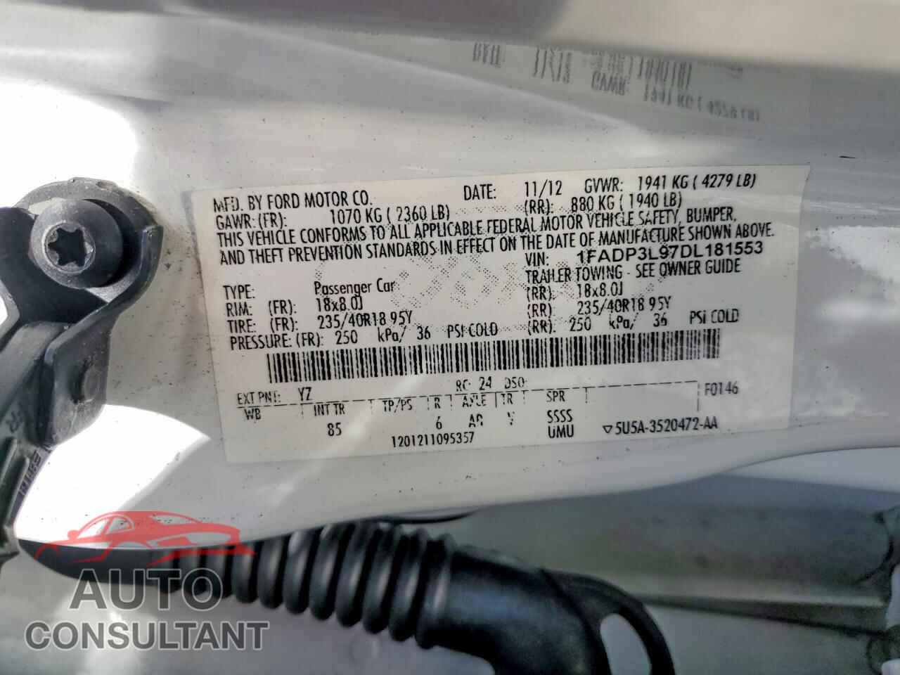 FORD FOCUS 2013 - 1FADP3L97DL181553