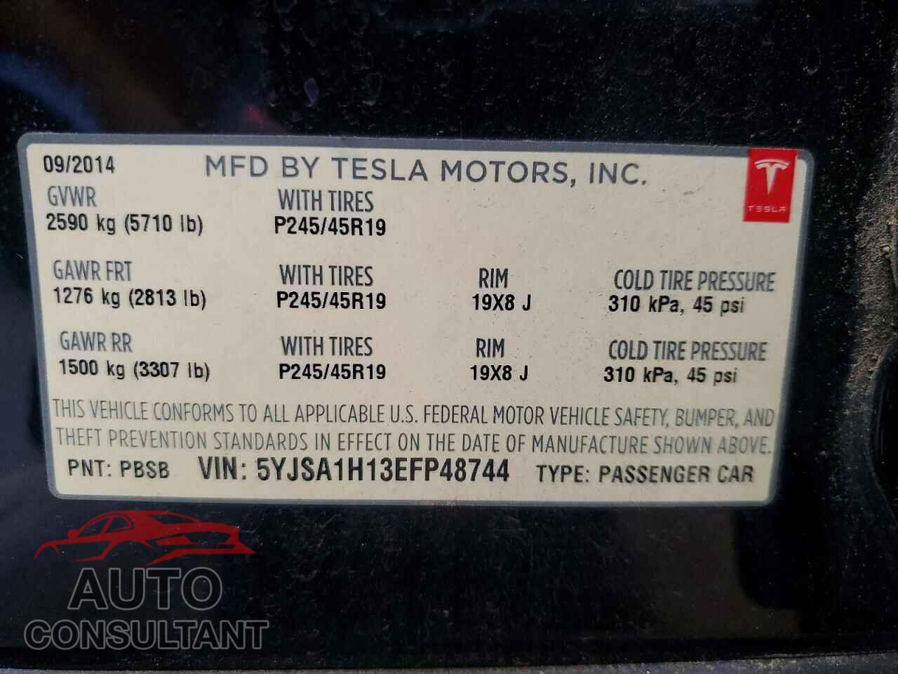 TESLA MODEL S 2014 - 5YJSA1H13EFP48744