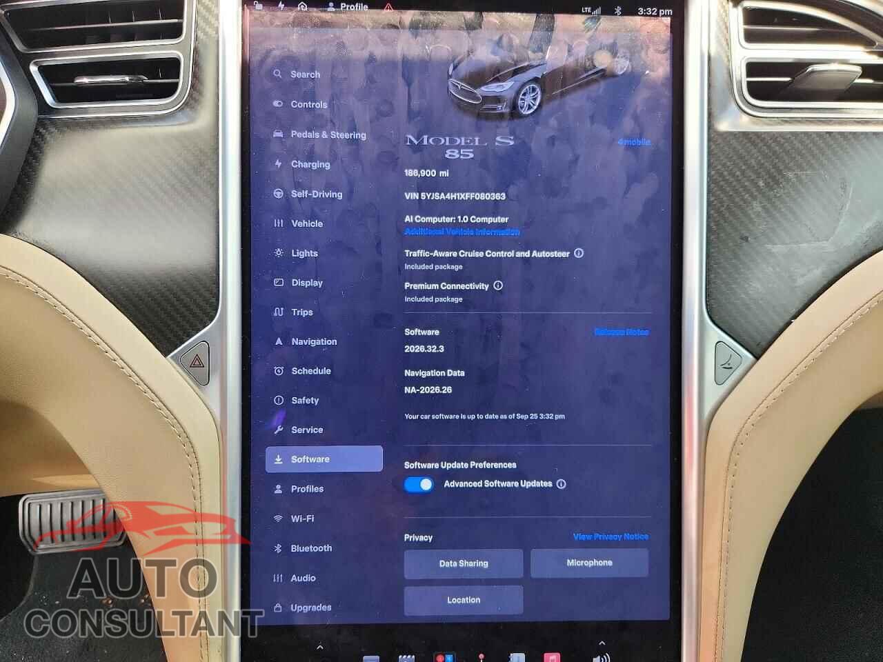TESLA MODEL S 2015 - 5YJSA4H1XFF080363