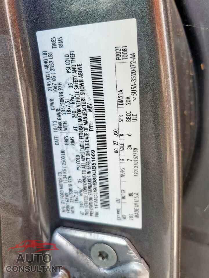 FORD ESCAPE 2013 - 1FMCU9H98DUB51669