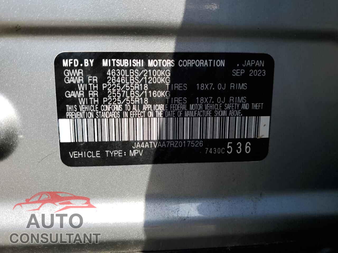 MITSUBISHI ECLIPSE 2024 - JA4ATVAA7RZ017526