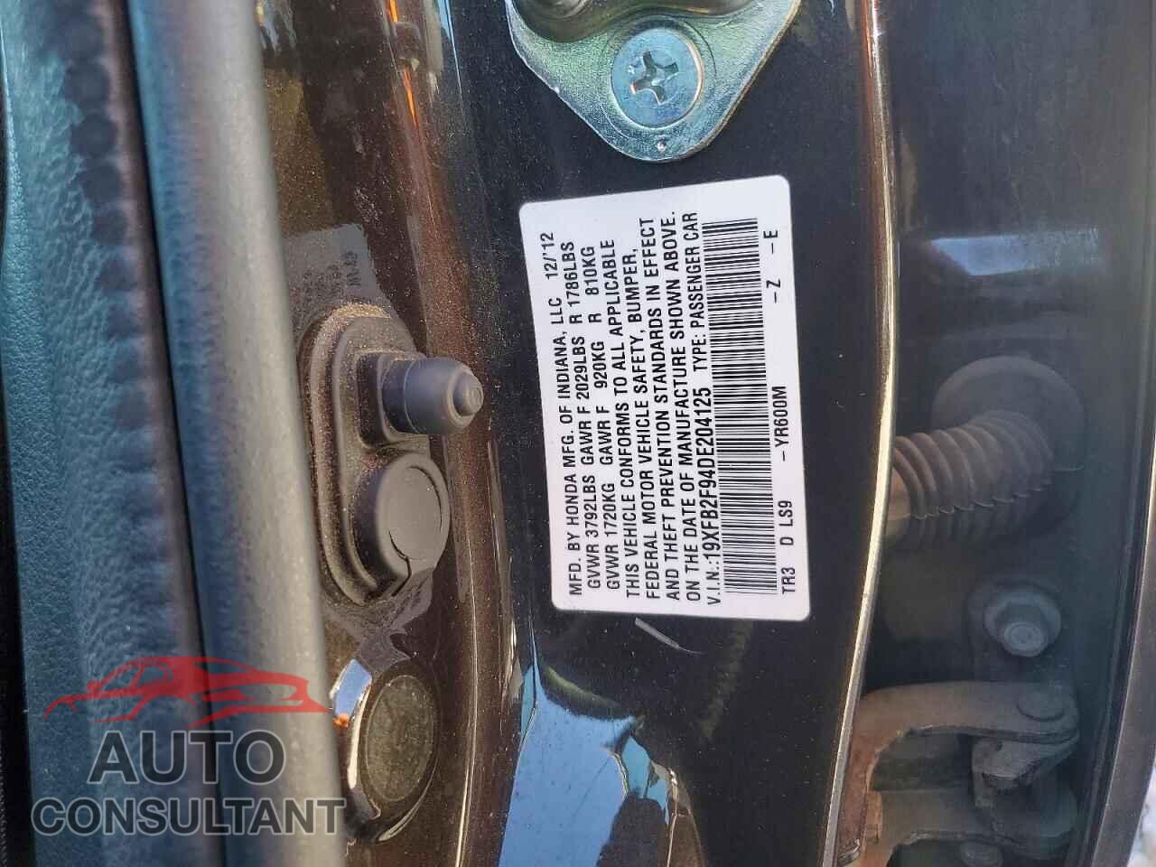 HONDA CIVIC 2013 - 19XFB2F94DE204125