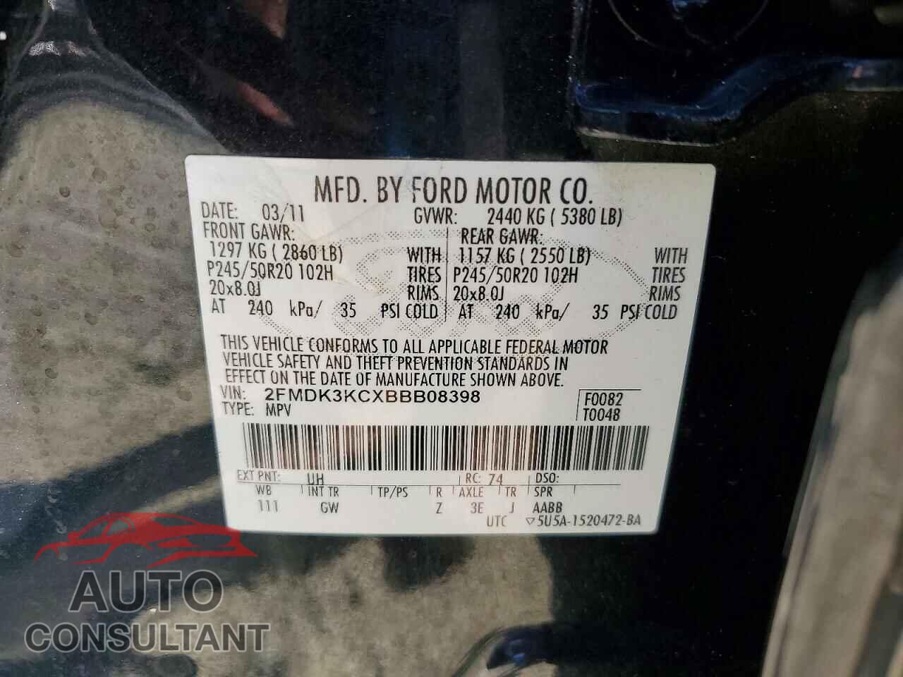 FORD EDGE 2011 - 2FMDK3KCXBBB08398