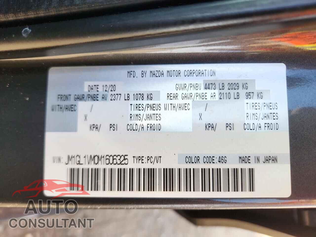 MAZDA 6 2021 - JM1GL1VM0M1606325