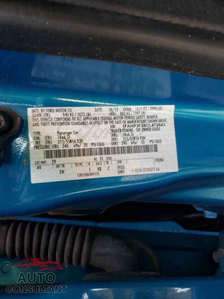 FORD FOCUS 2012 - 1FAHP3F28CL472643