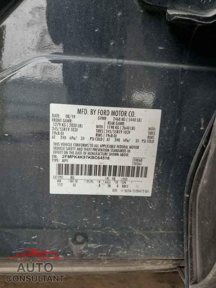 FORD EDGE 2019 - 2FMPK4K97KBC64518