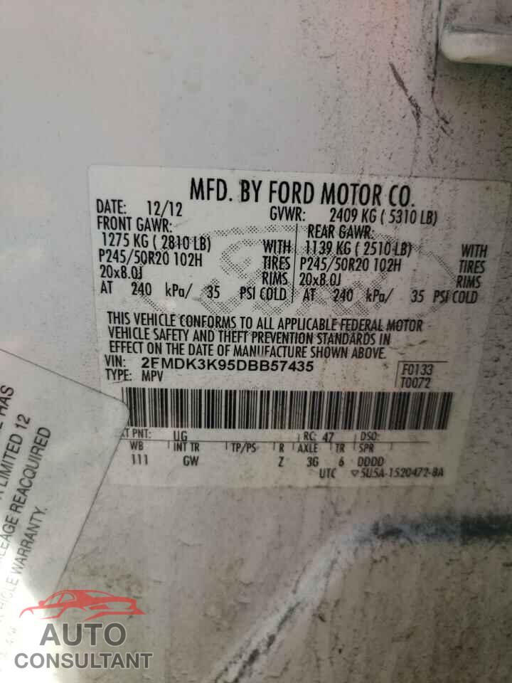 FORD EDGE 2013 - 2FMDK3K95DBB57435