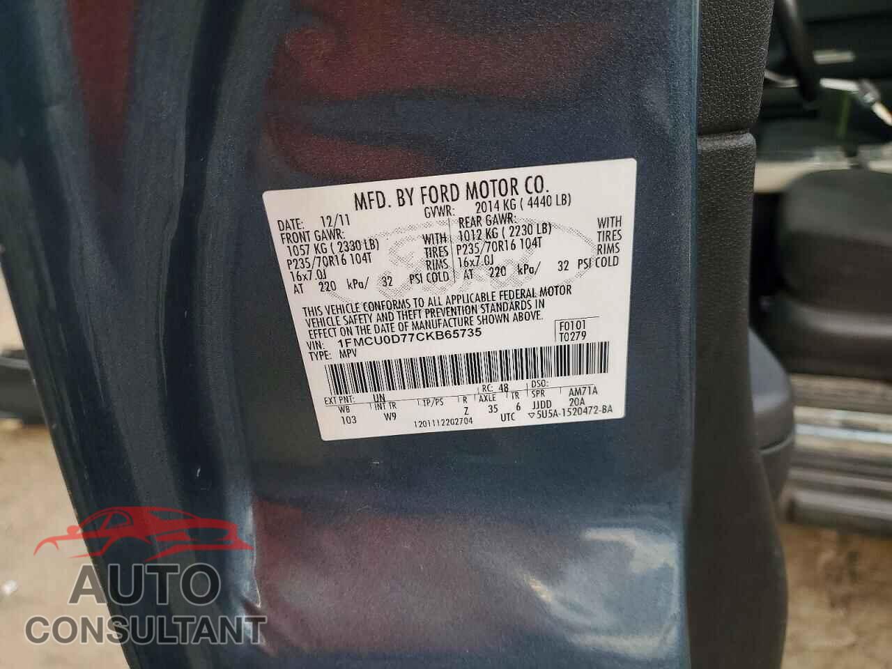 FORD ESCAPE 2012 - 1FMCU0D77CKB65735