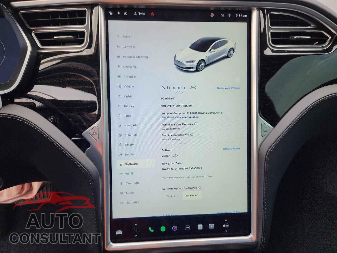 TESLA MODEL S 2017 - 5YJSA1E19HF181769