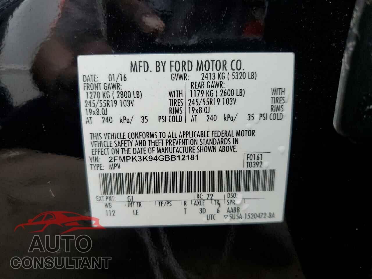 FORD EDGE 2016 - 2FMPK3K94GBB12181