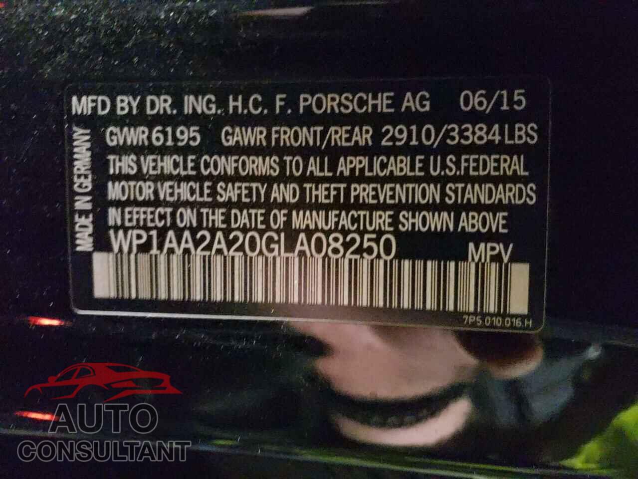 PORSCHE CAYENNE 2016 - WP1AA2A20GLA08250