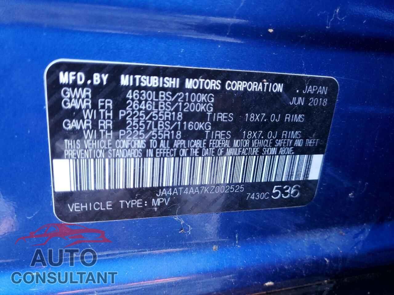 MITSUBISHI ECLIPSE 2019 - JA4AT4AA7KZ002525