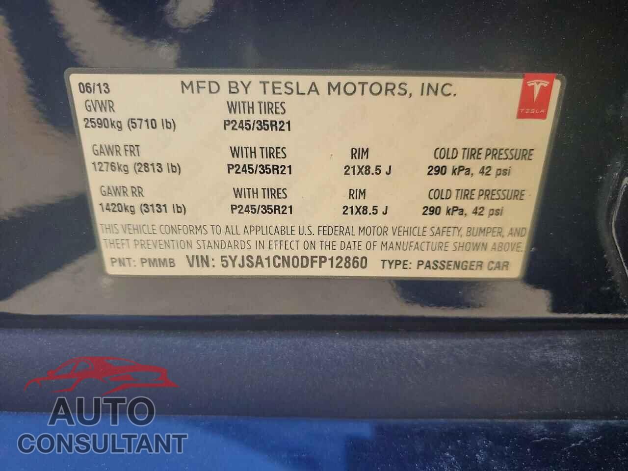 TESLA MODEL S 2013 - 5YJSA1CN0DFP12860