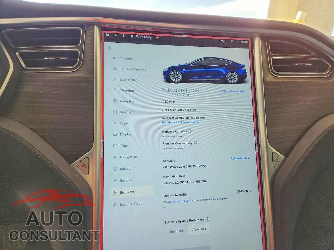 TESLA MODEL S 2016 - 5YJSA1E25GF139476