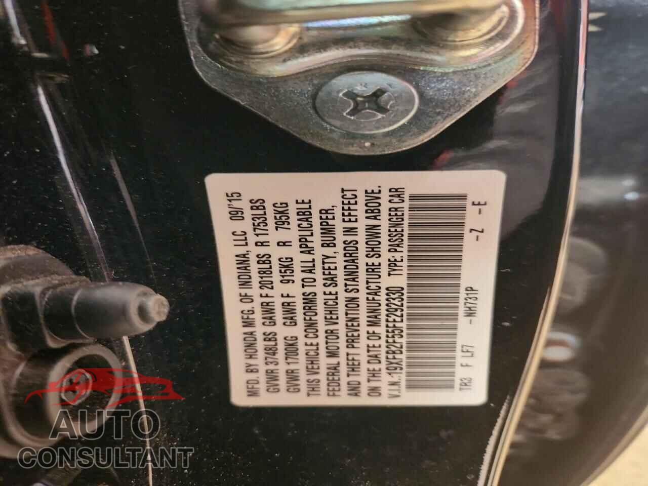 HONDA CIVIC 2015 - 19XFB2F55FE292330