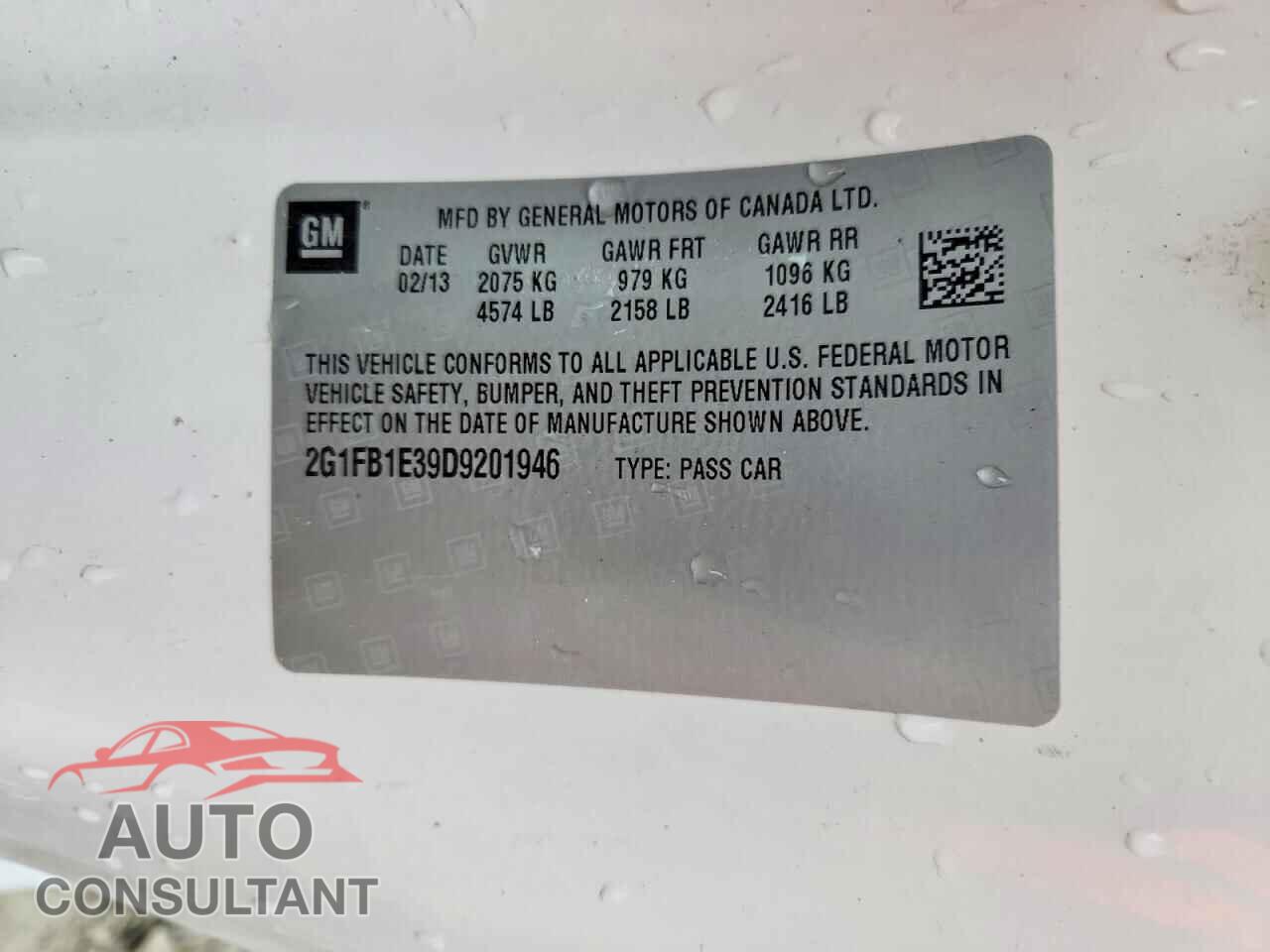 CHEVROLET CAMARO 2013 - 2G1FB1E39D9201946