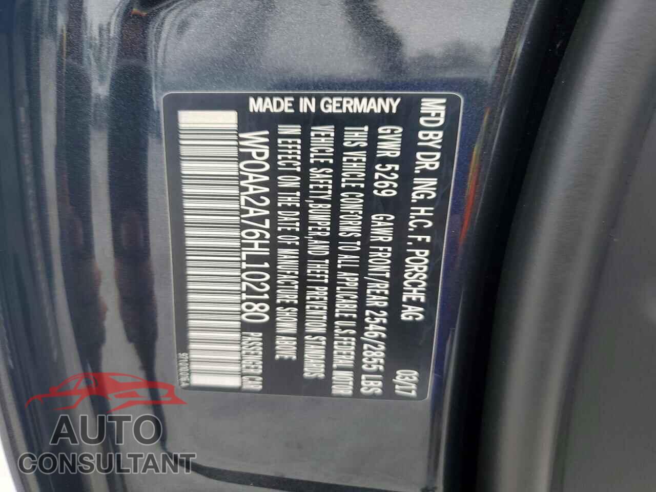 PORSCHE PANAMERA 2017 - WP0AA2A76HL102180