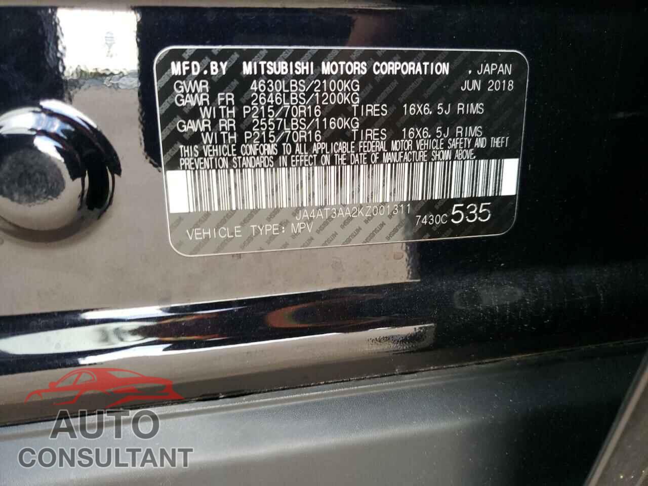 MITSUBISHI ECLIPSE 2019 - JA4AT3AA2KZ001311