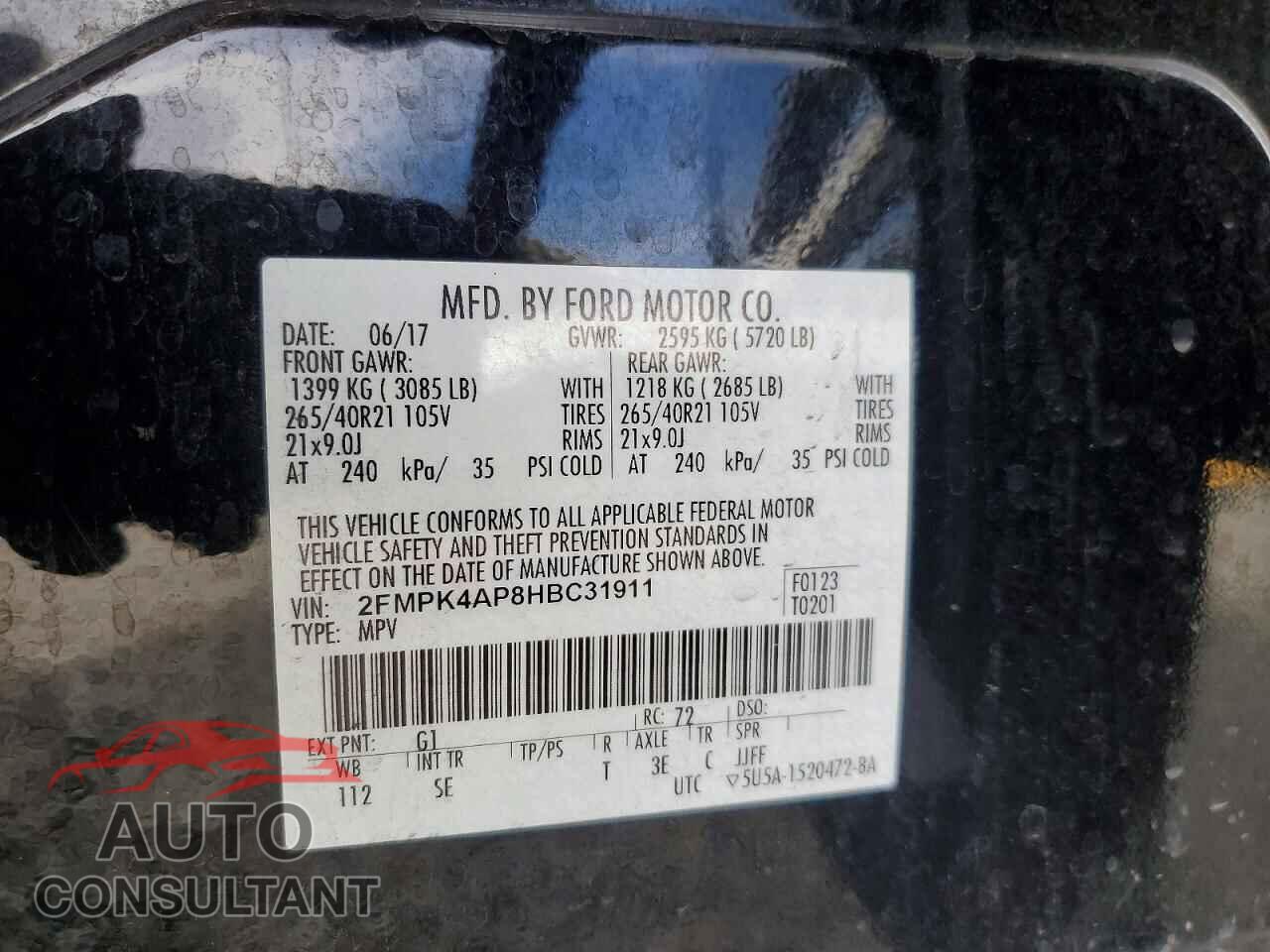 FORD EDGE 2017 - 2FMPK4AP8HBC31911