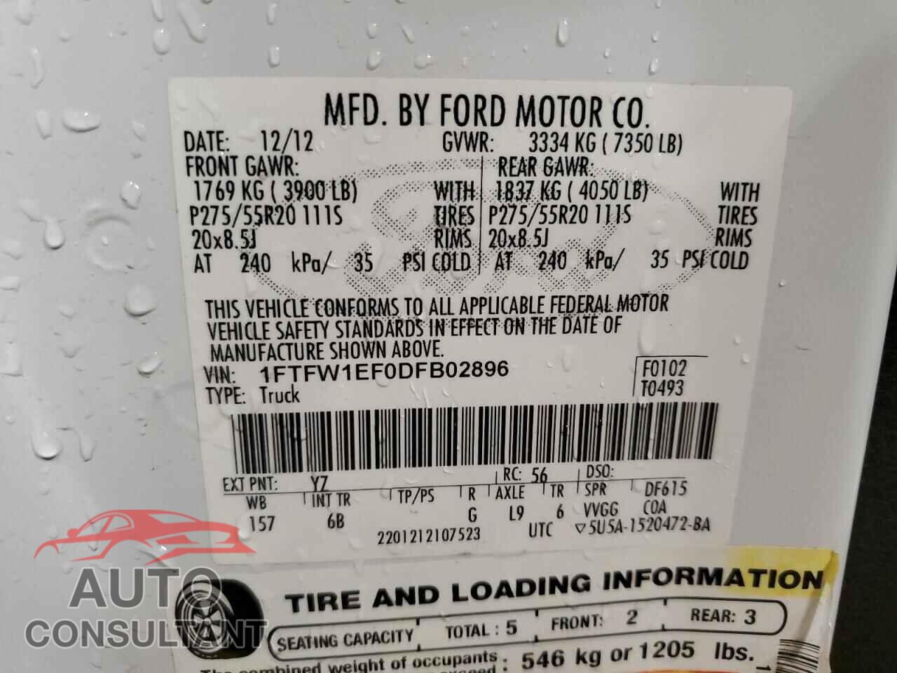 FORD F-150 2013 - 1FTFW1EF0DFB02896
