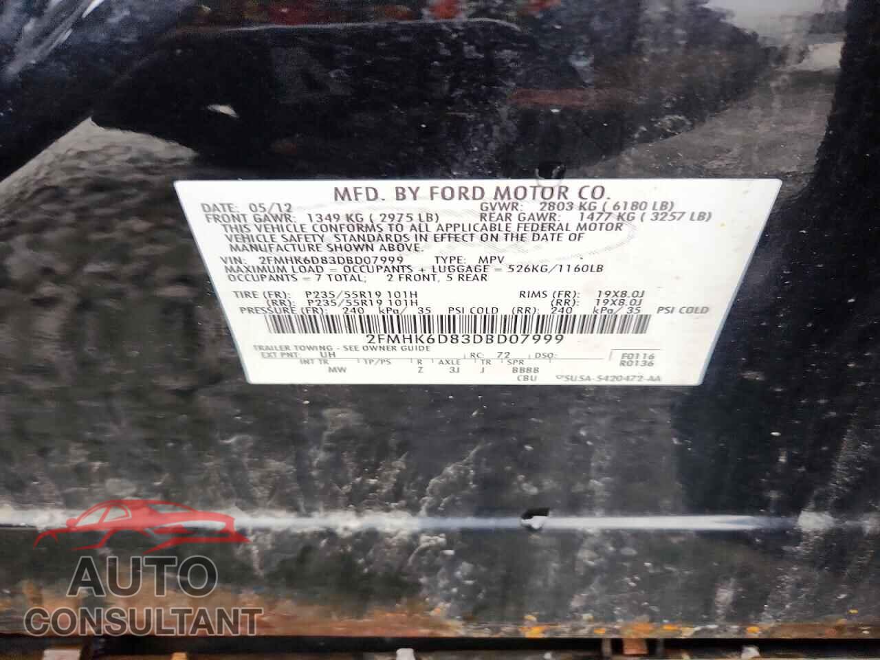 FORD FLEX 2013 - 2FMHK6D83DBD07999