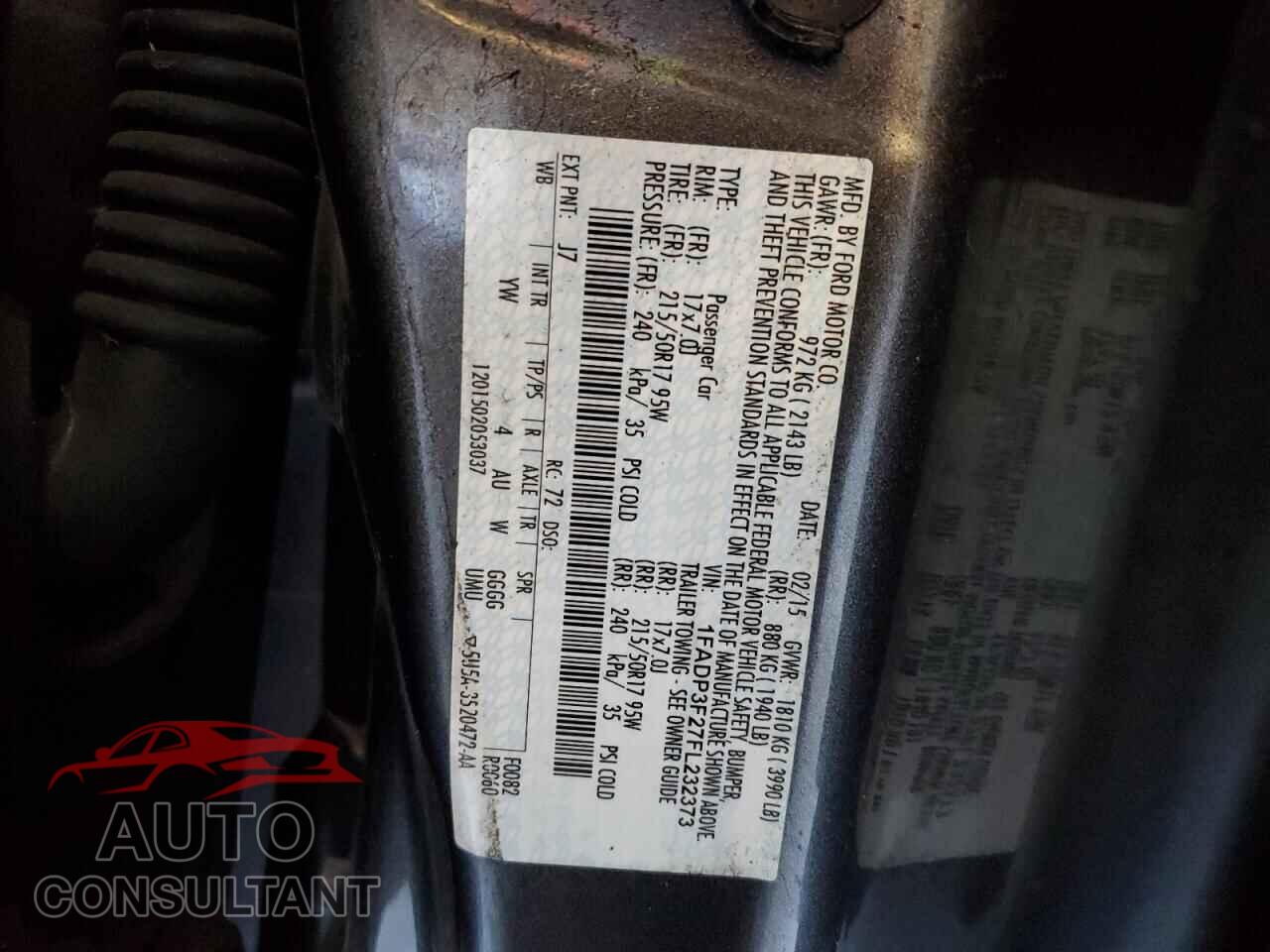 FORD FOCUS 2015 - 1FADP3F27FL232373