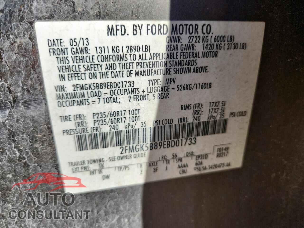 FORD FLEX 2014 - 2FMGK5B89EBD01733