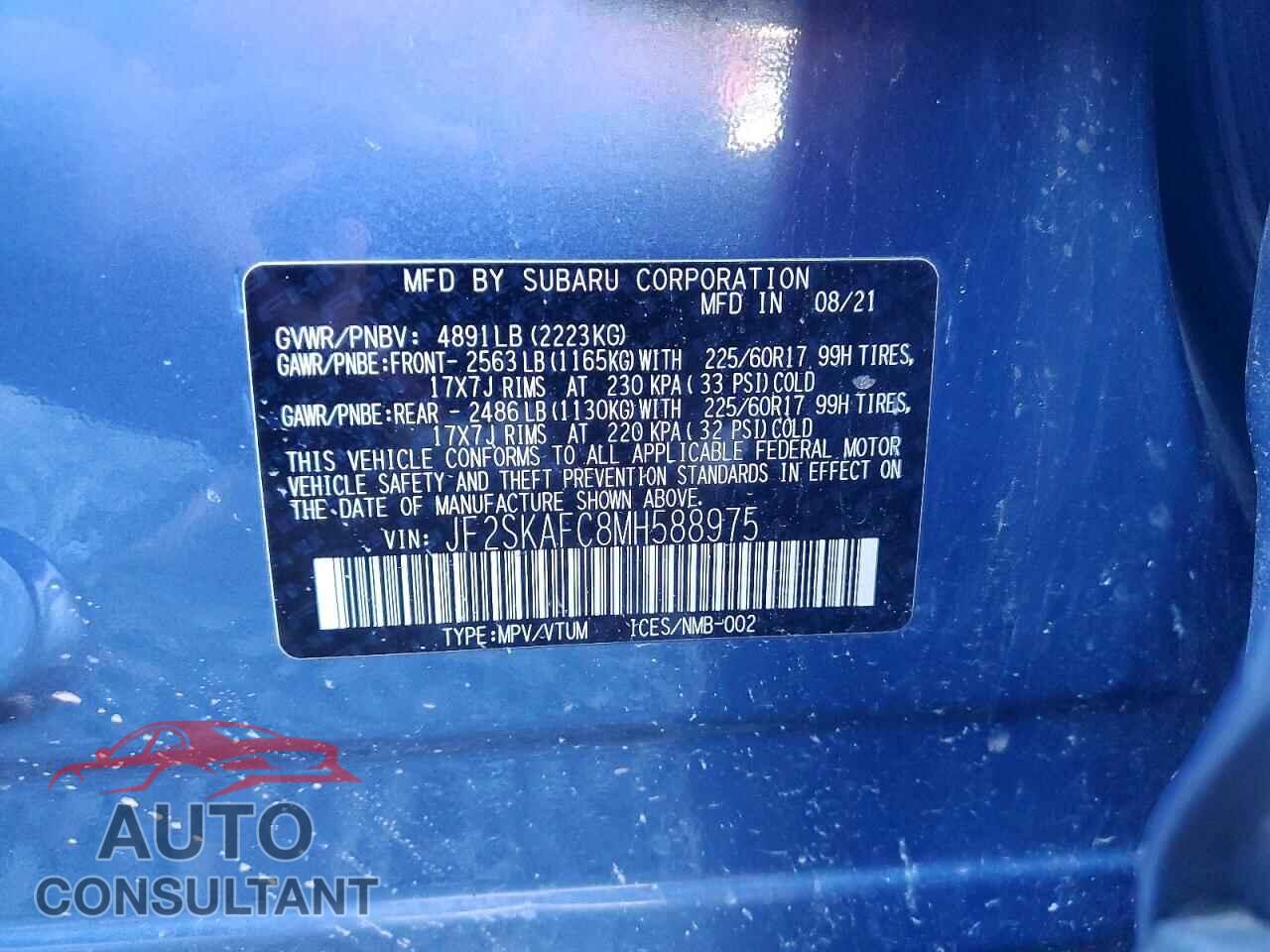 SUBARU FORESTER 2021 - JF2SKAFC8MH588975