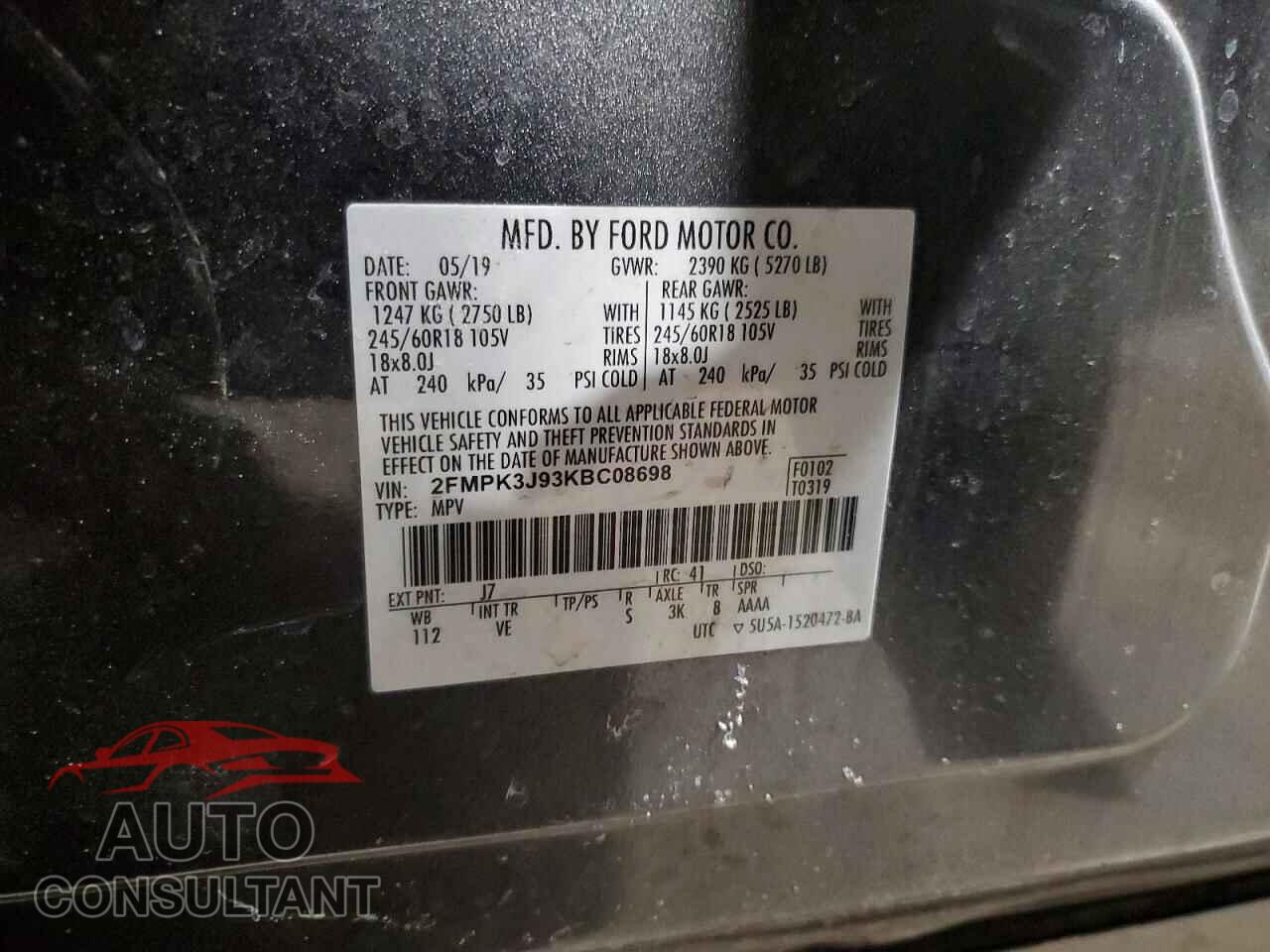 FORD EDGE 2019 - 2FMPK3J93KBC08698