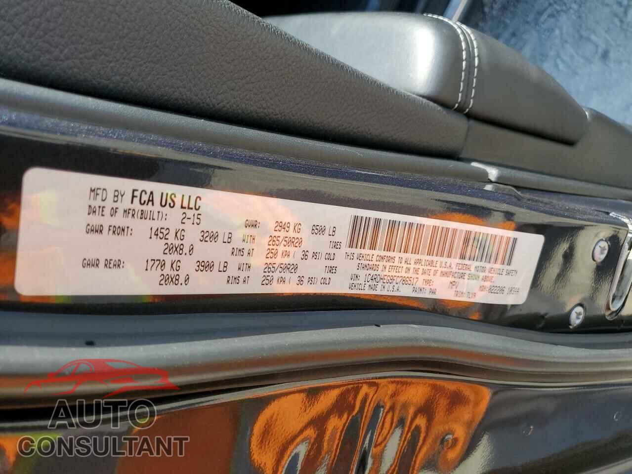 DODGE DURANGO 2015 - 1C4RDHEG9FC786517