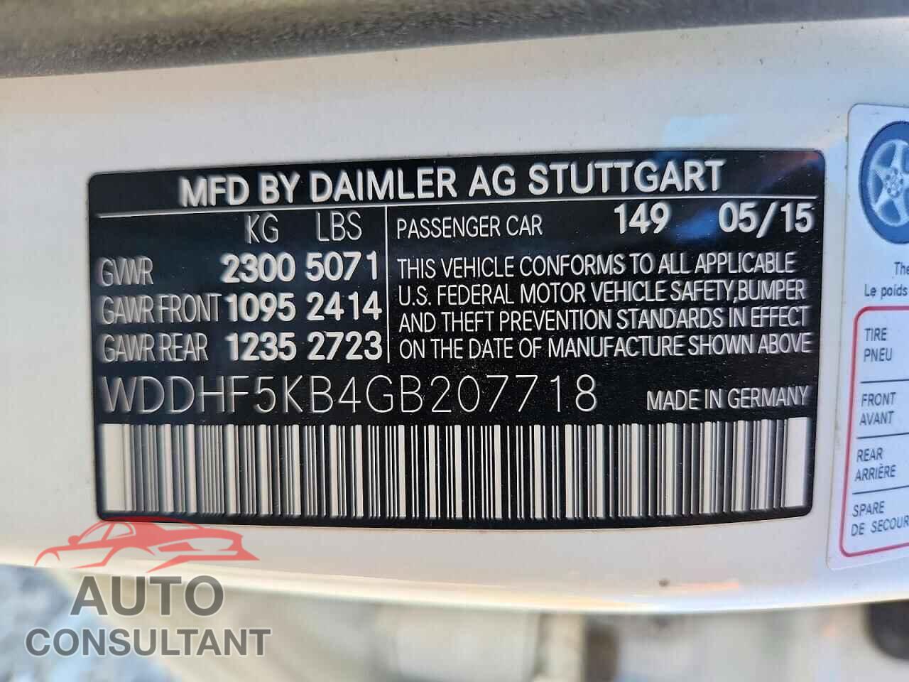MERCEDES-BENZ E-CLASS 2016 - WDDHF5KB4GB207718