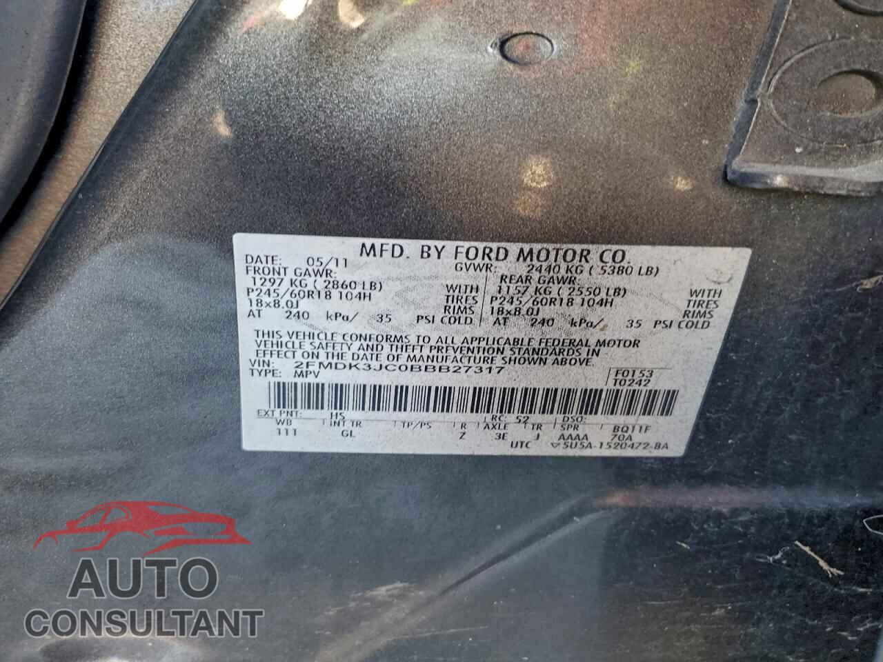 FORD EDGE 2011 - 2FMDK3JC0BBB27317