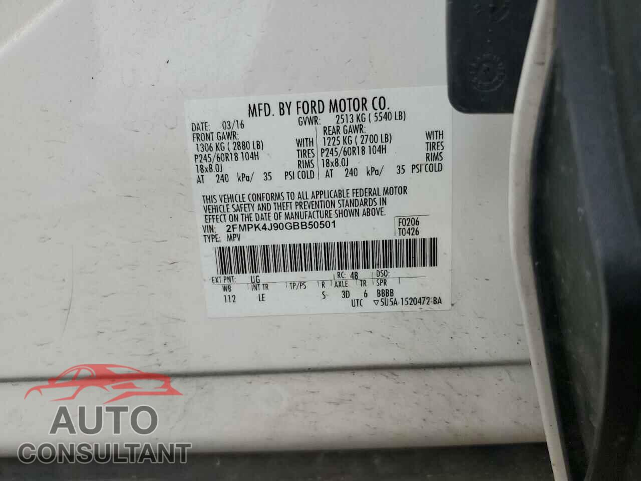 FORD EDGE 2016 - 2FMPK4J90GBB50501