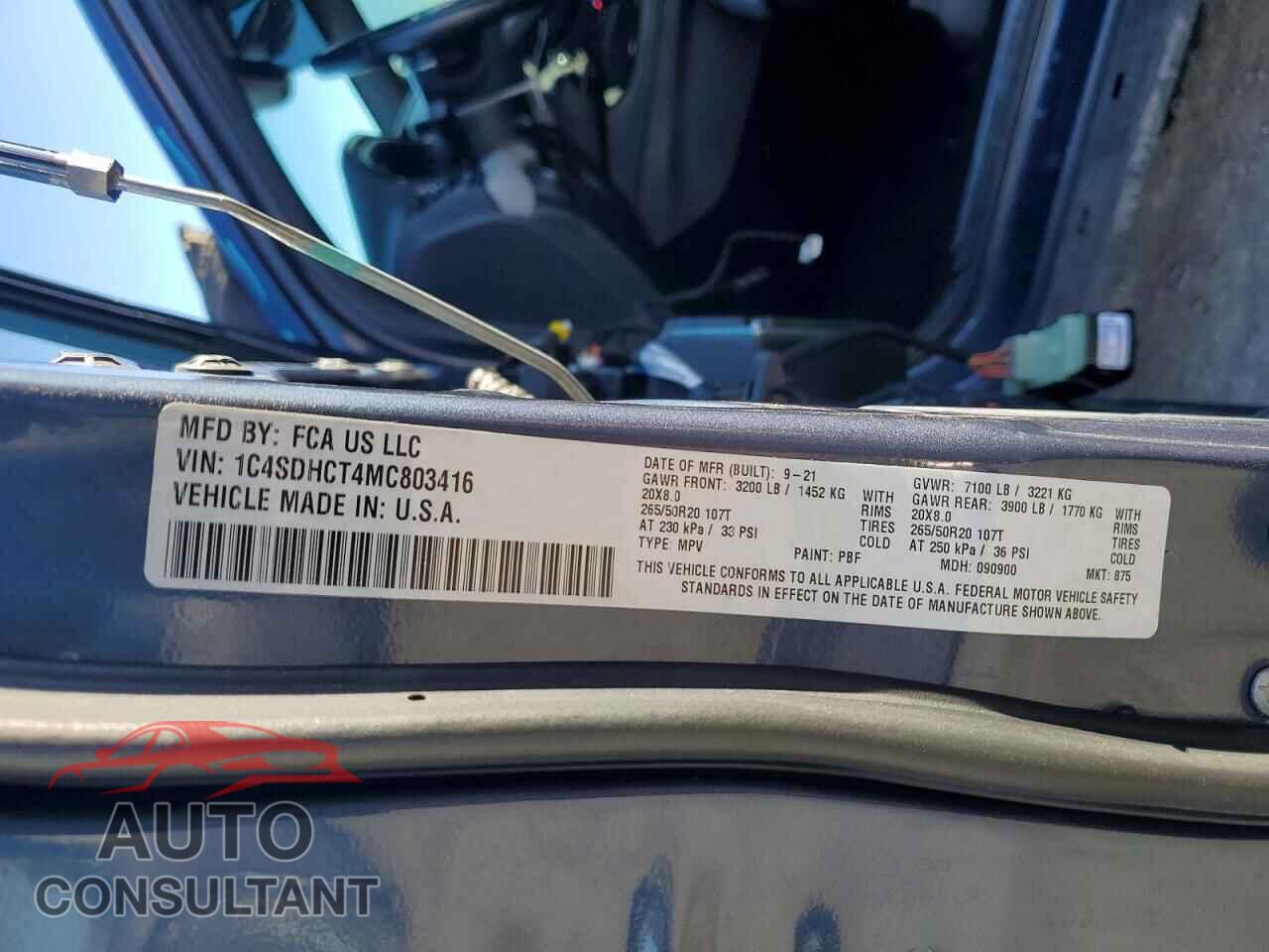 DODGE DURANGO 2021 - 1C4SDHCT4MC803416