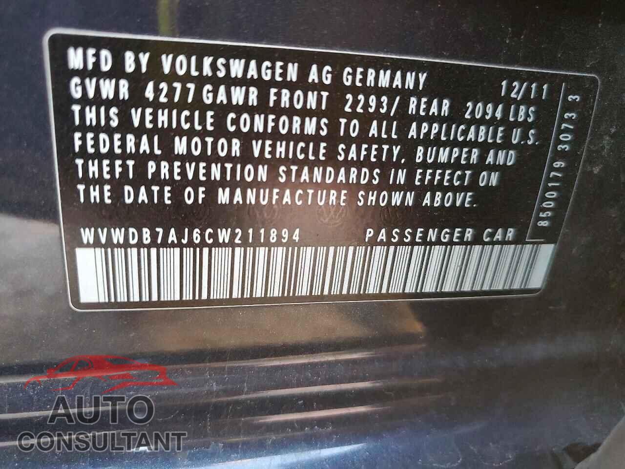 VOLKSWAGEN GOLF 2012 - WVWDB7AJ6CW211894