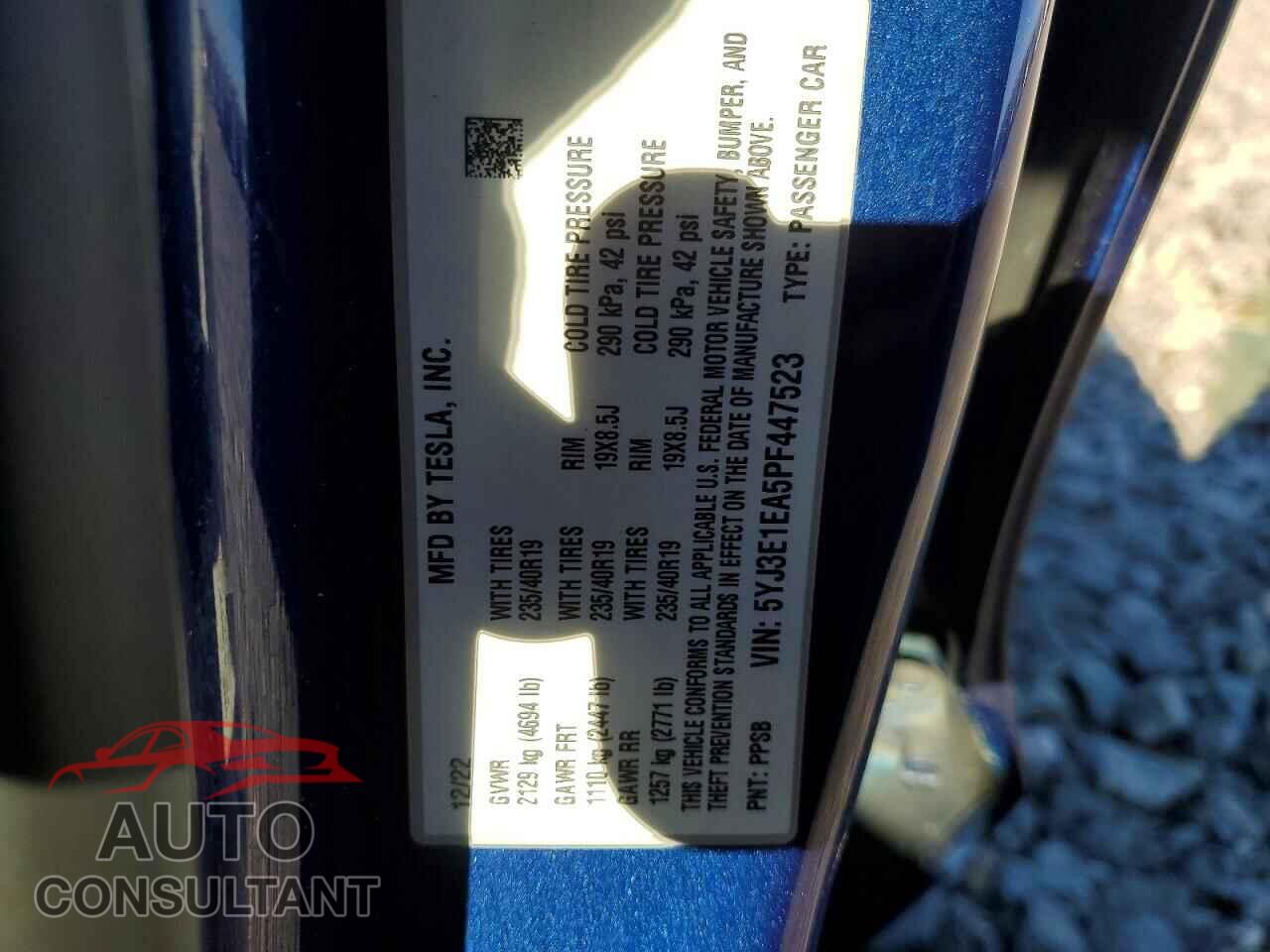 TESLA MODEL 3 2023 - 5YJ3E1EA5PF447523