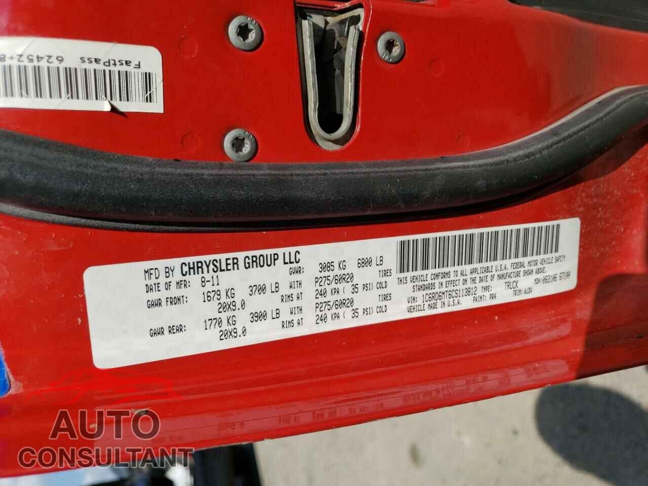 DODGE RAM 1500 2012 - 1C6RD6MT6CS113812