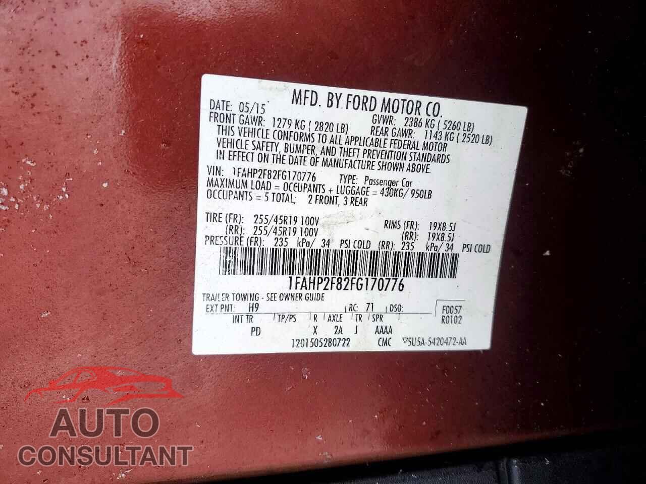 FORD TAURUS 2015 - 1FAHP2F82FG170776
