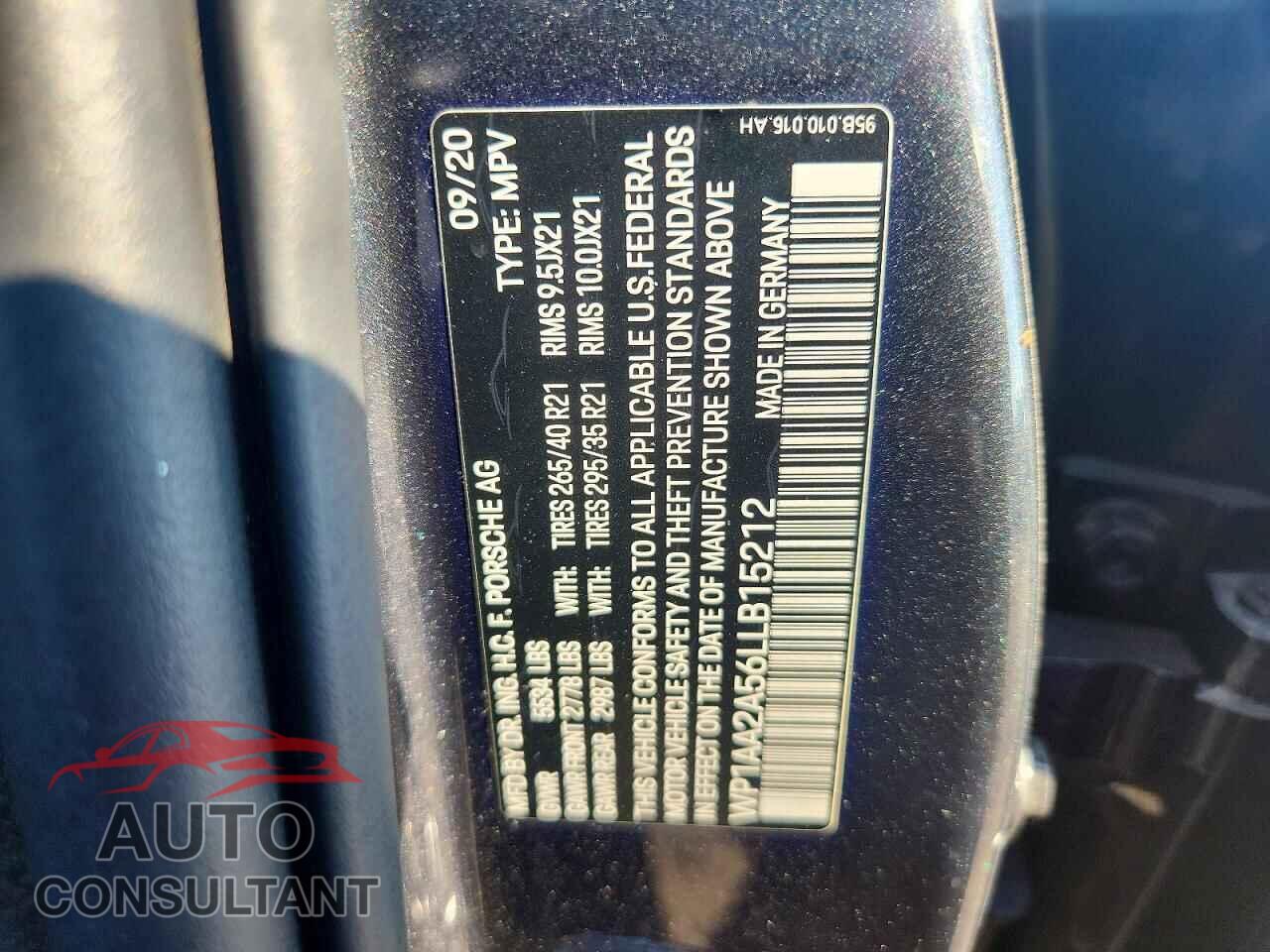 PORSCHE MACAN 2020 - WP1AA2A56LLB15212