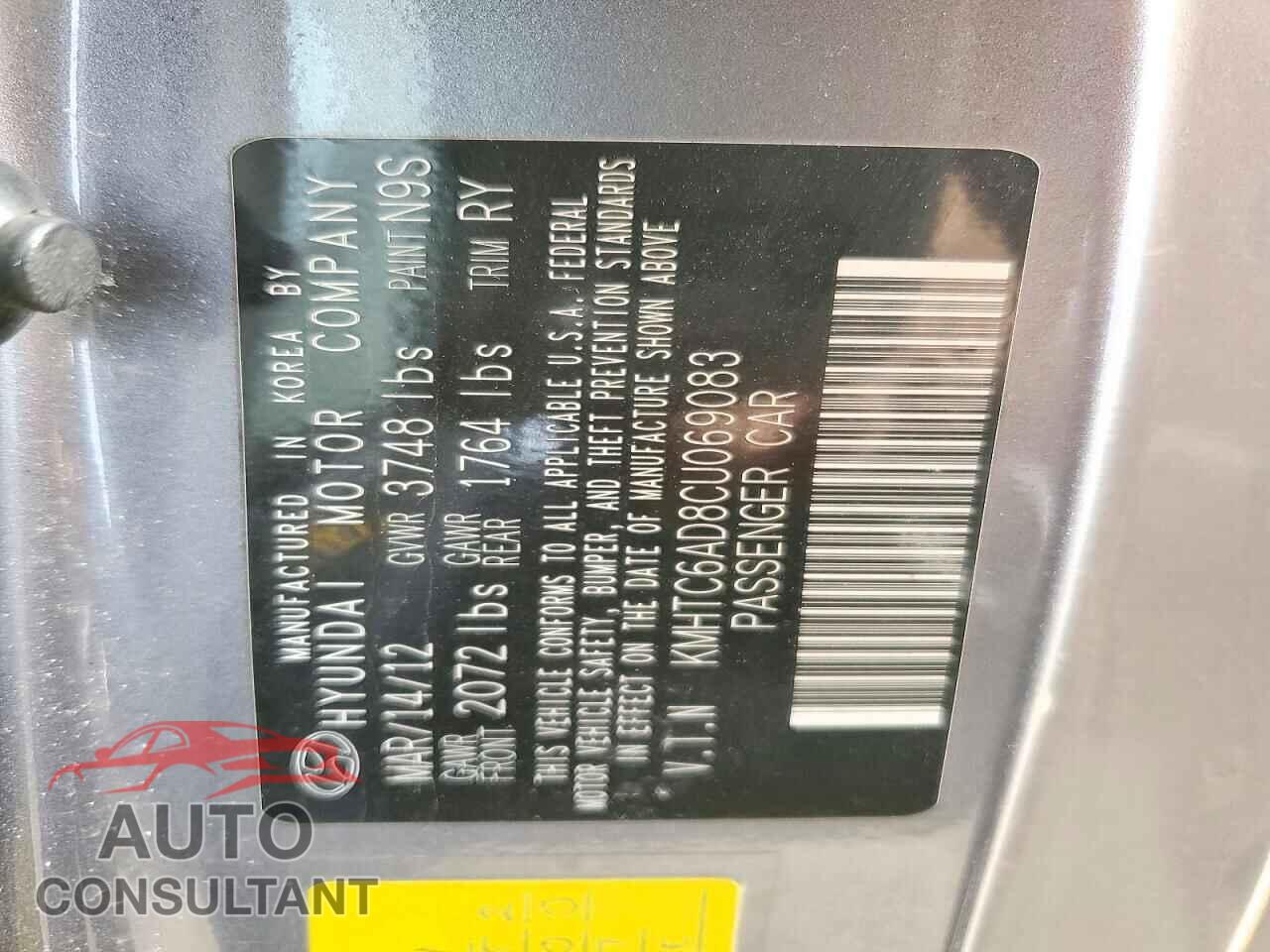 HYUNDAI VELOSTER 2012 - KMHTC6AD8CU069083