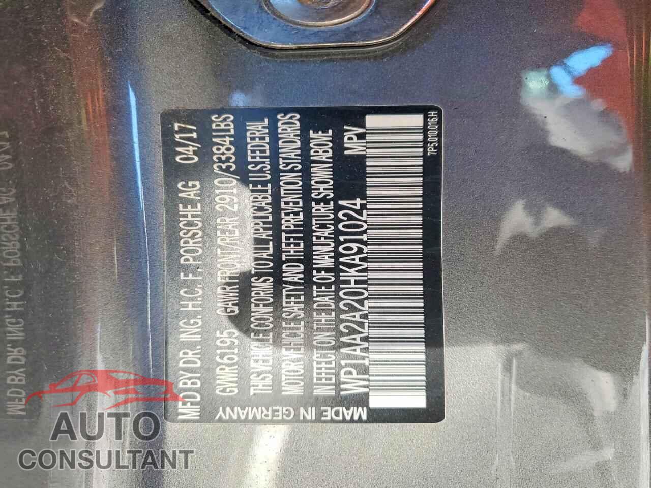PORSCHE CAYENNE 2017 - WP1AA2A20HKA91024