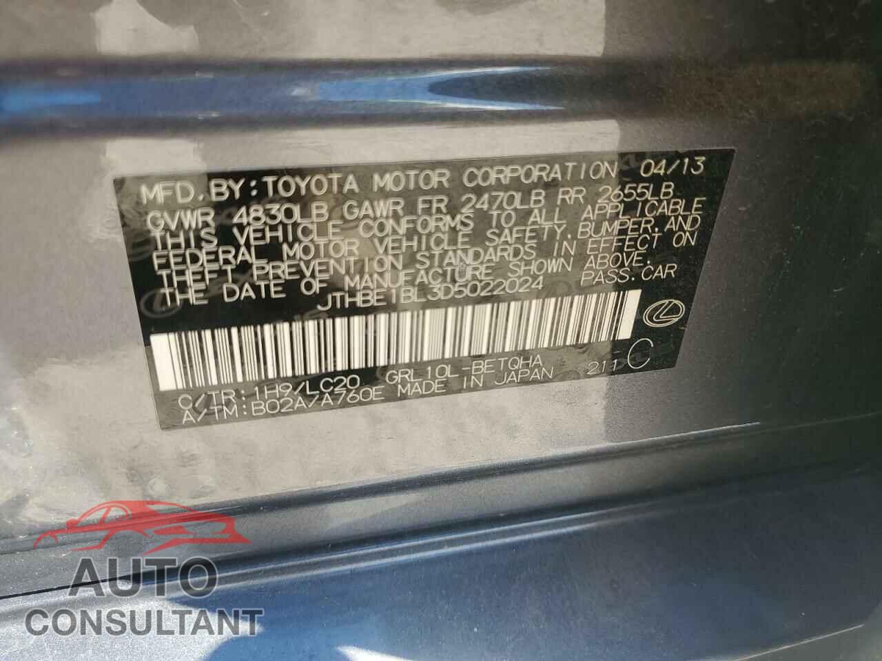 LEXUS GS350 2013 - JTHBE1BL3D5022024