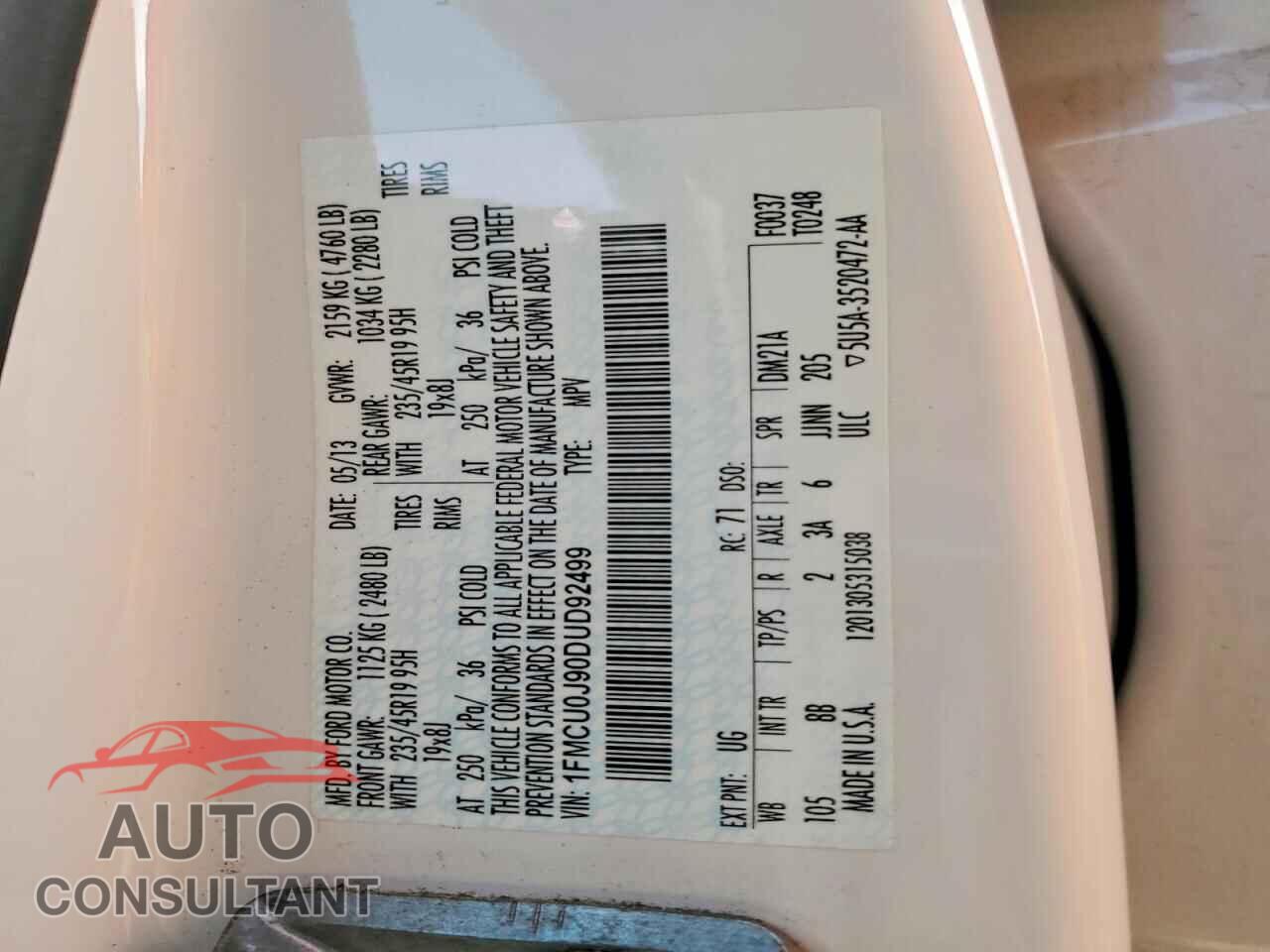 FORD ESCAPE 2013 - 1FMCU0J90DUD92499